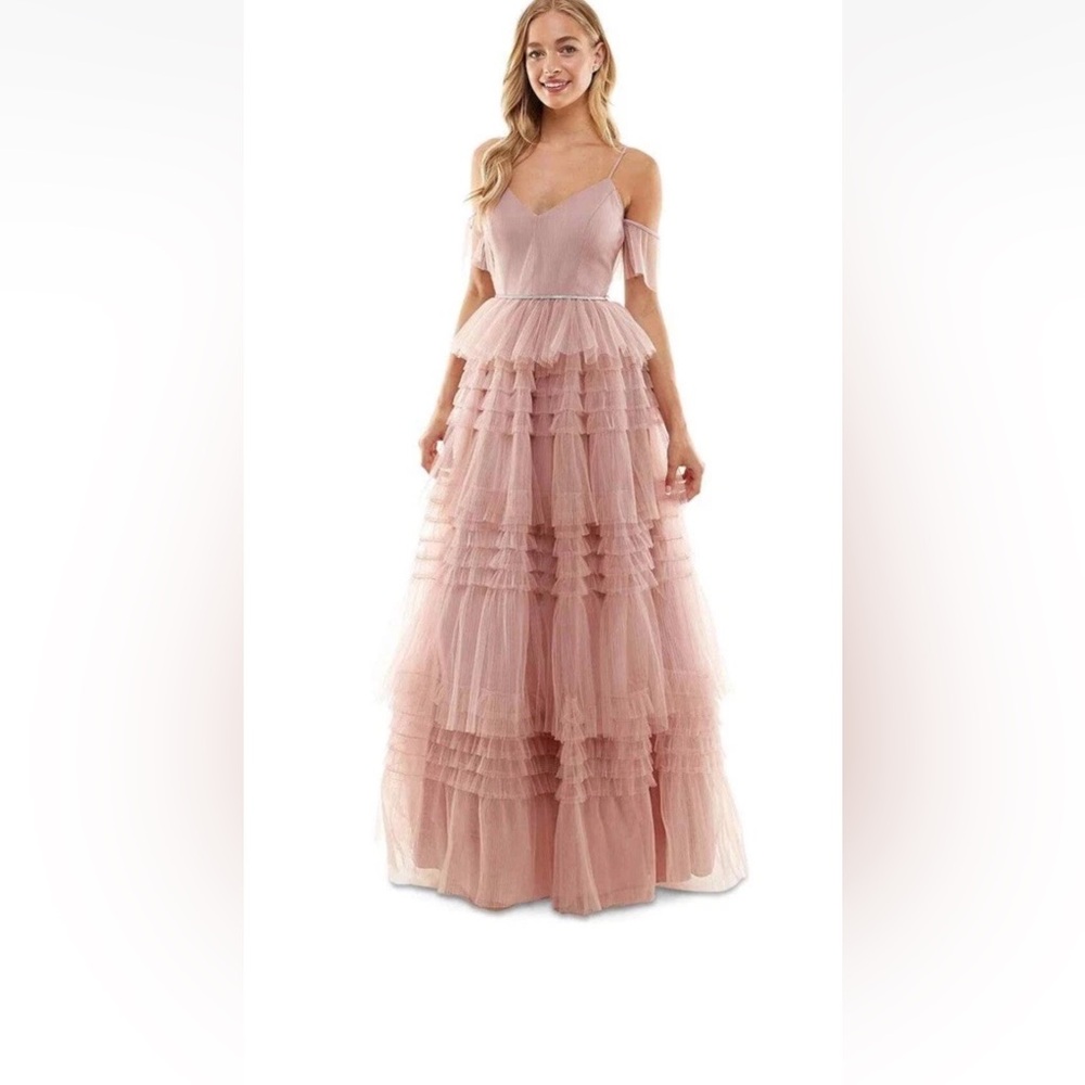 Blush Pink Off-Shoulder Maxi Dress